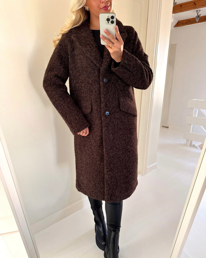 Vero Moda jakke elena long chocolate torte melange