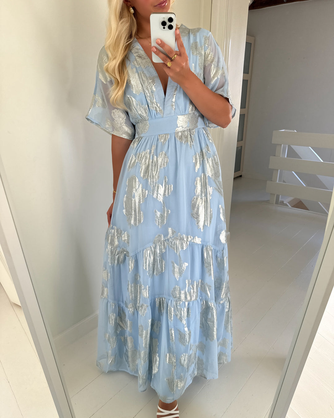 Verio Moda kjole chili ss frill maxi wvn exp skyway/gold