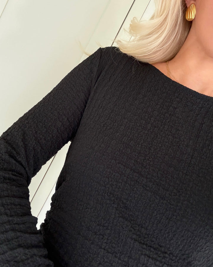 Pieces kjole jamal ls midi rouching black