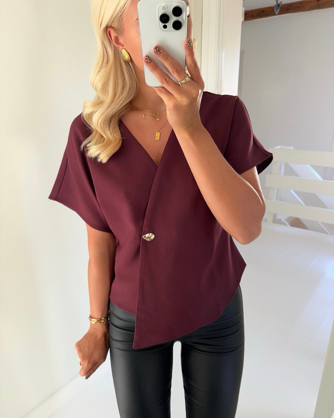 Vero Moda top sonja ss v-neck port royale