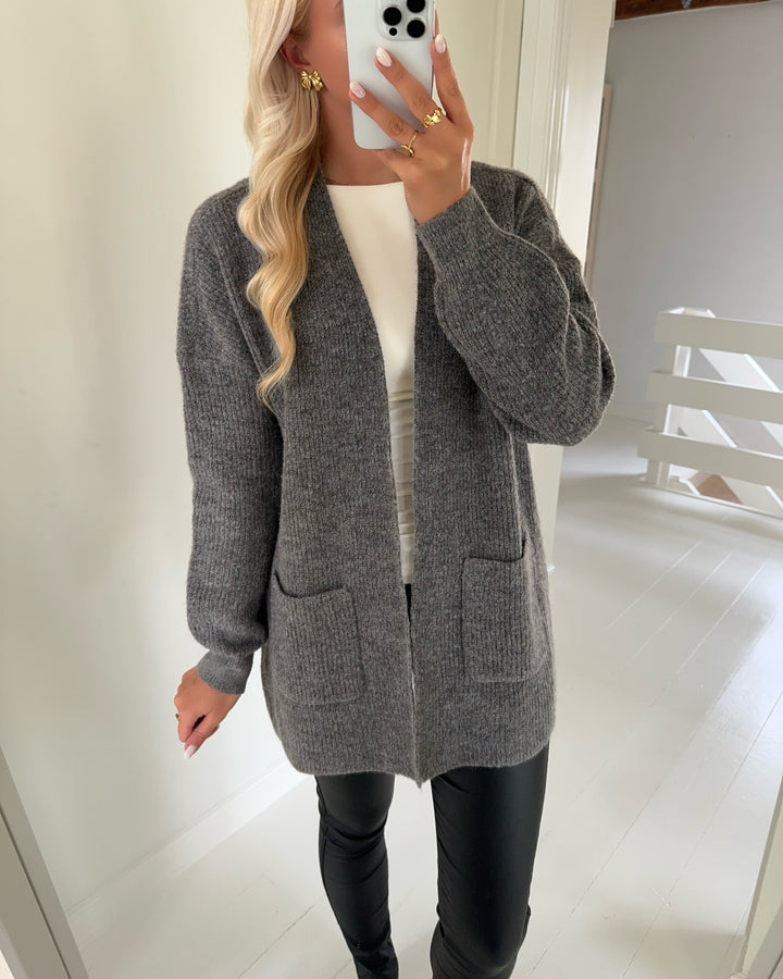 Vero Moda cardigan desma ls open medium grey melange
