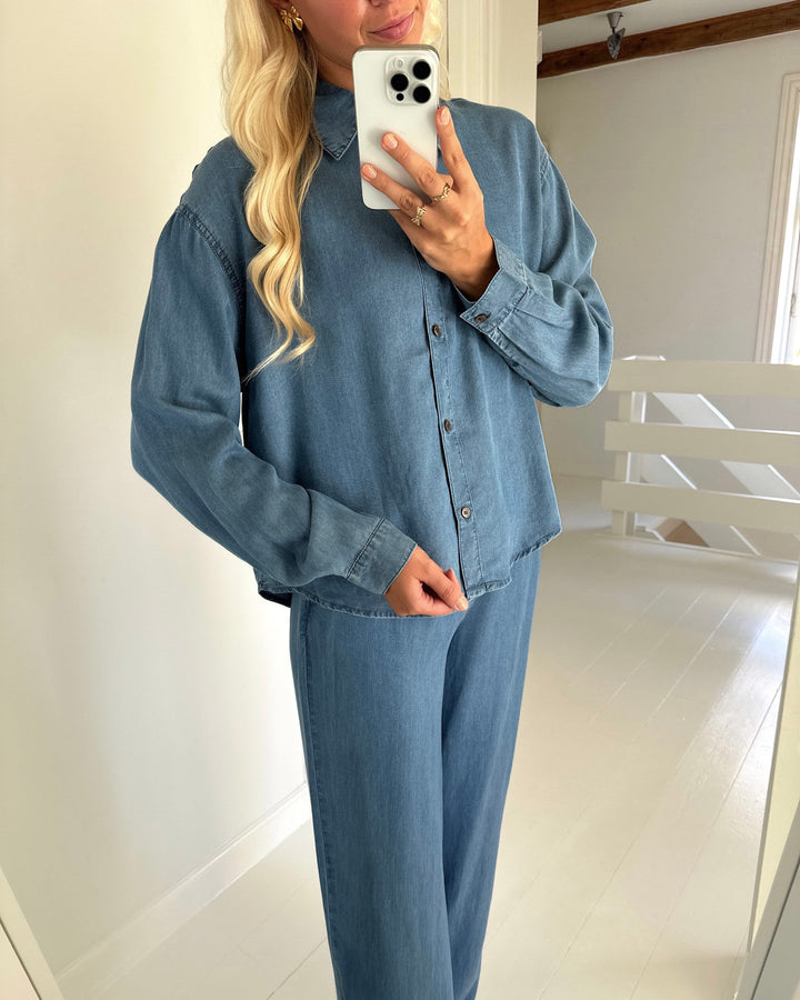 Only skjorte charis life ls medium blue denim