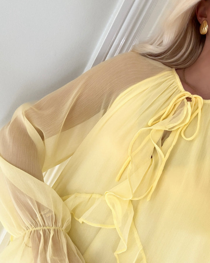 Pieces kjole clara ls long v-neck pale banana