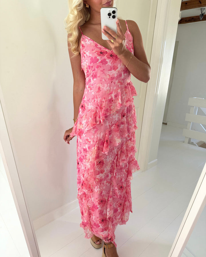 Vero Moda kjole smilla sl long frill rose shadow sally