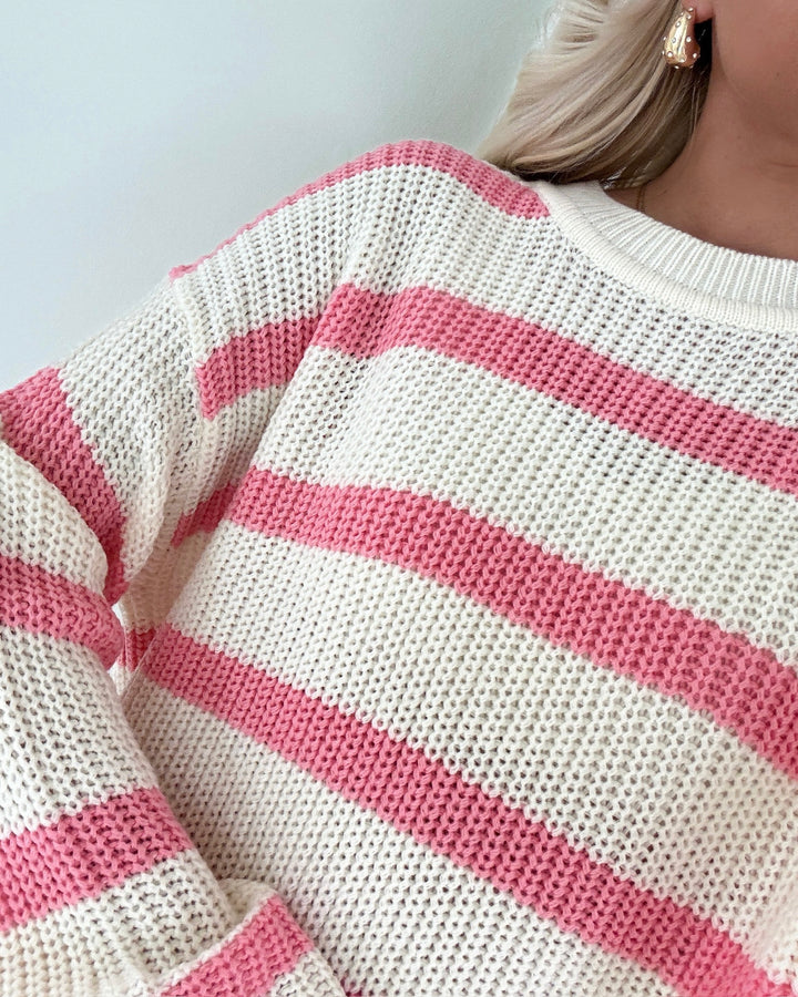 JDY striktrøje justy stripe eggnog/sachet pink
