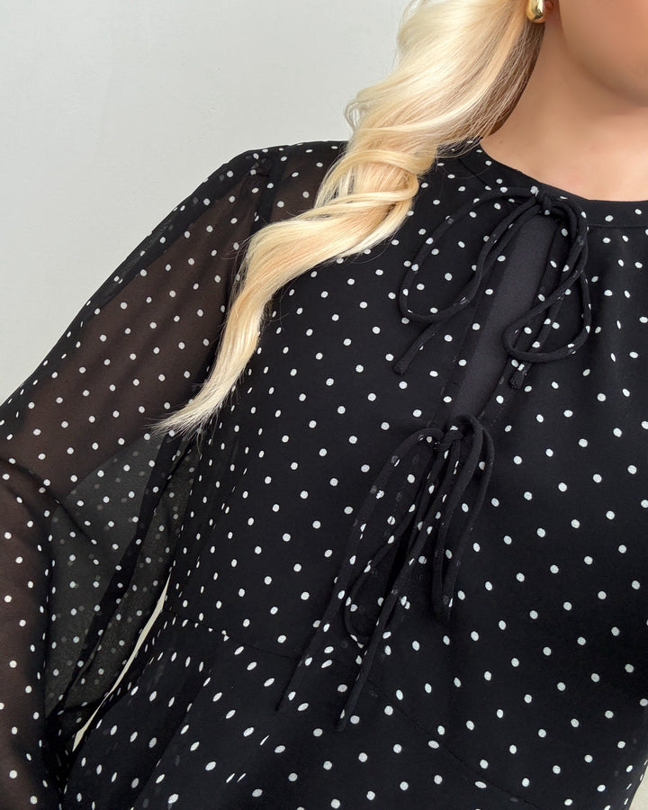 Only bluse isabella ls string black/white dot