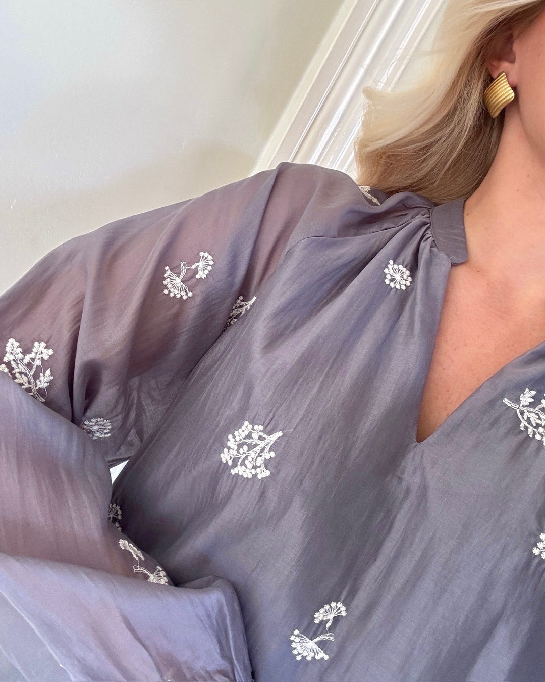 Sister's Point bluse etas-ls grey/cream