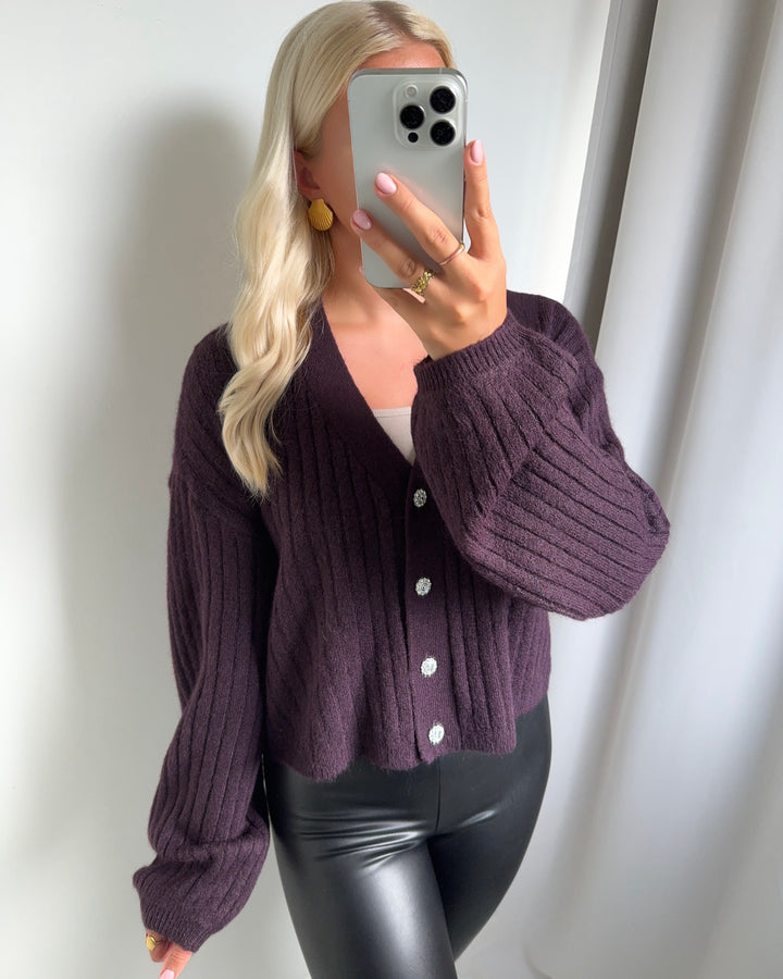 Vero Moda cardigan elya ls v-neck plum perfect/melange