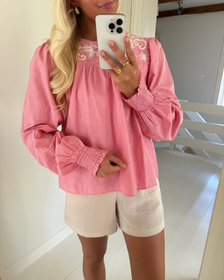 Pieces bluse sarah ls wvn pink lemonade/cloud danc