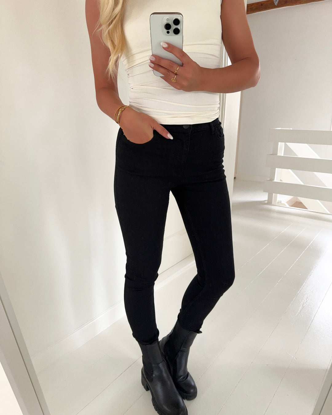 JDY bukser moon hw skinny black dnm noos black denim