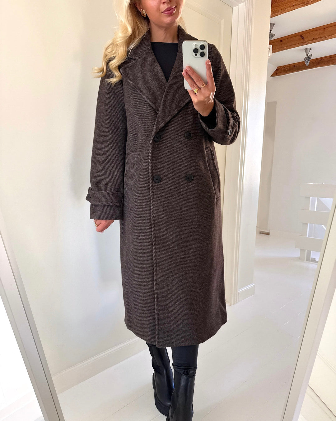 Vero Moda jakke eva long chocolate torte melange