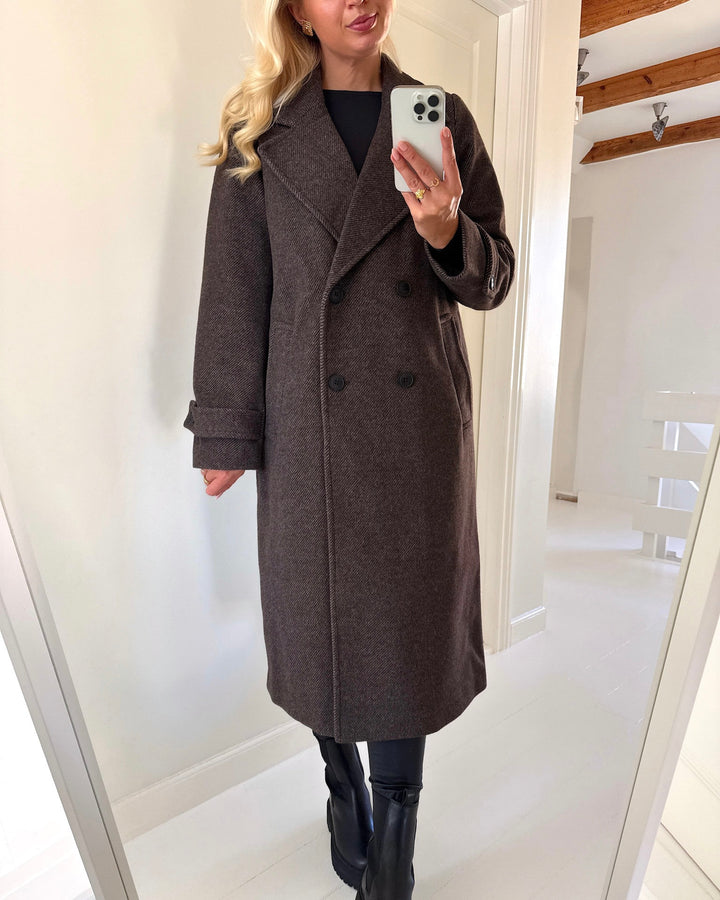 Vero Moda jakke eva long chocolate torte melange