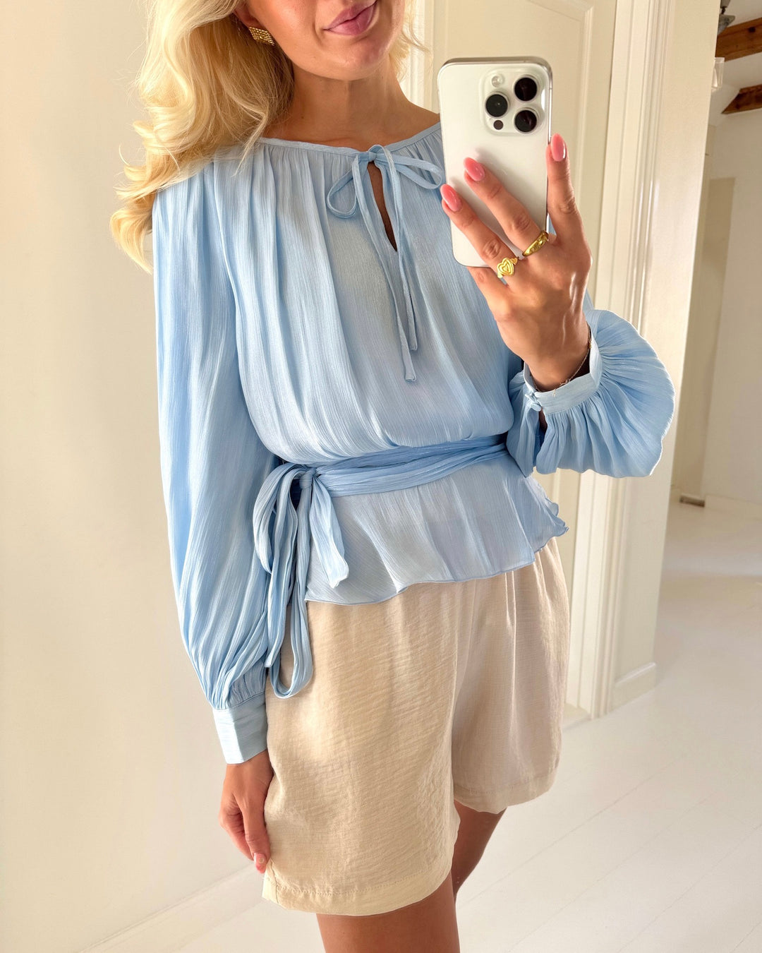 Vero Moda top elisa ls detail cashmere blue