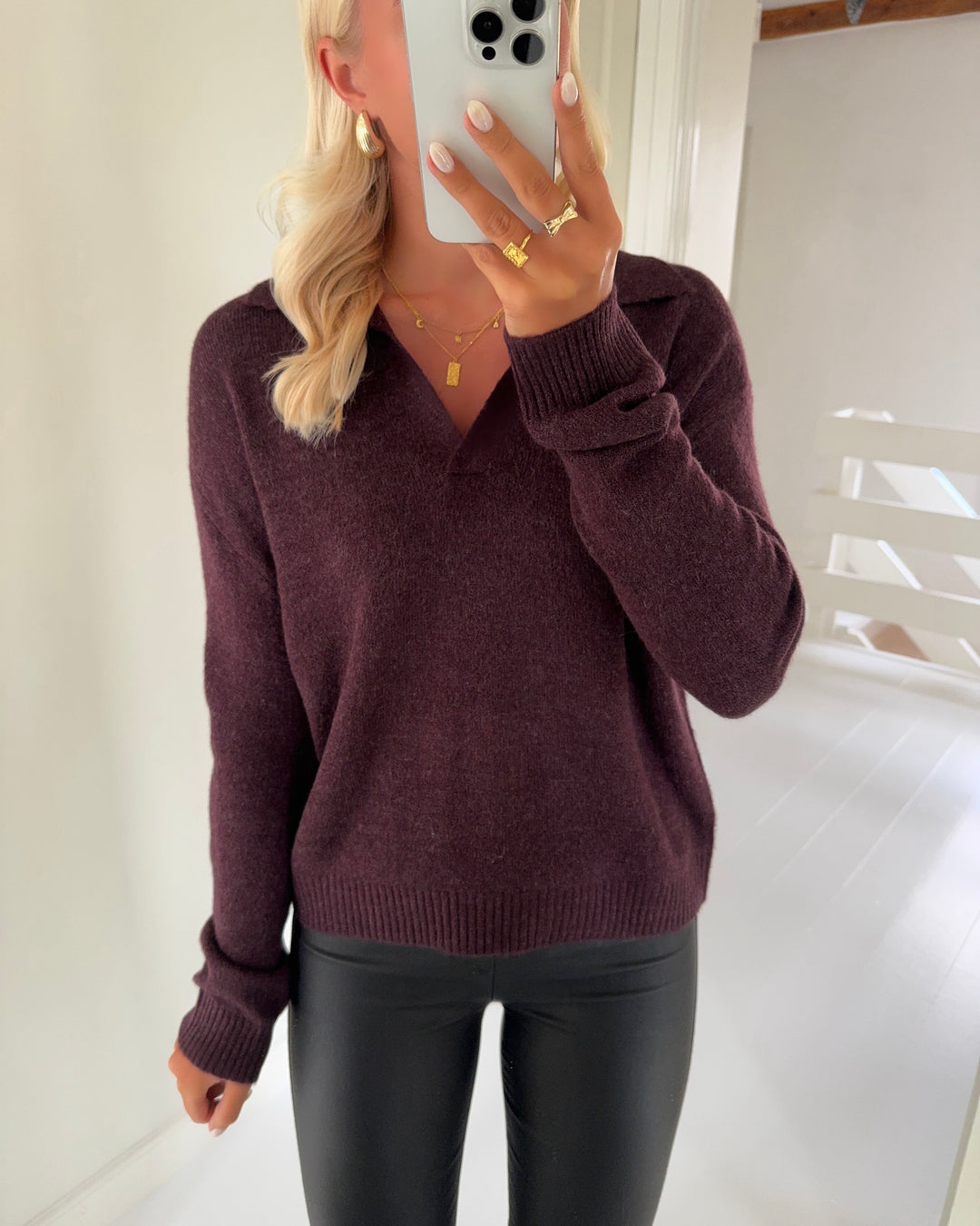 Vero Moda striktrøje lefile ls poloneck winetasting/melange