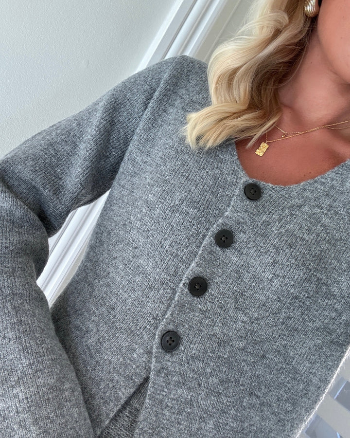 JDY cardigan lea life ls button medium grey melange