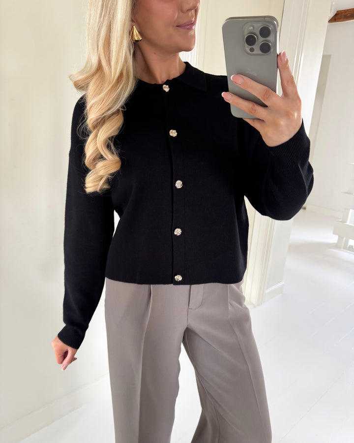 Pieces cardigan jassy polo knit black