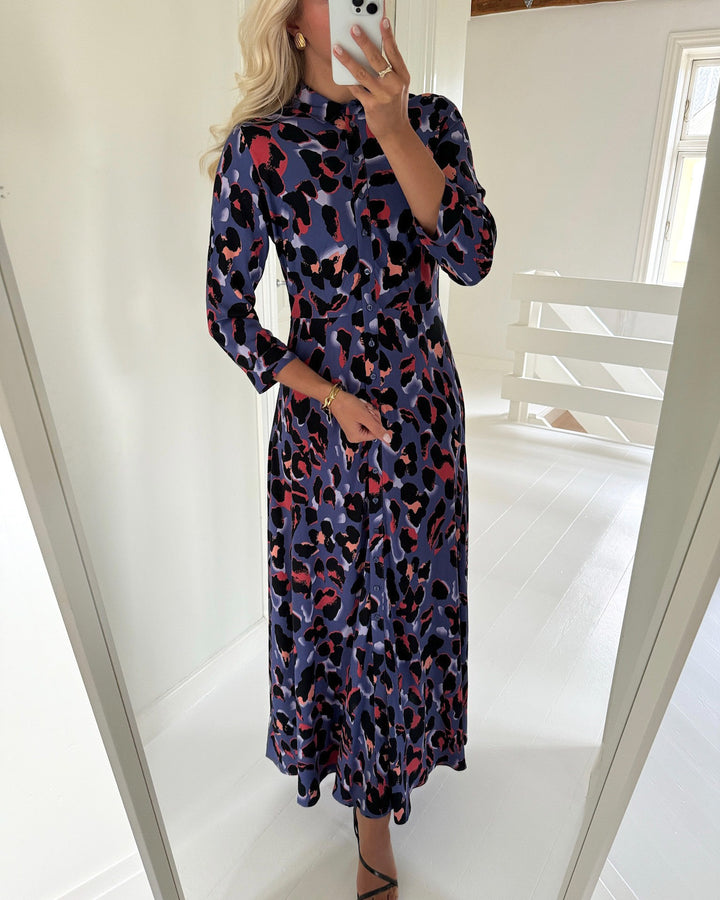 Y.A.S kjole savanna long shirt skipper blue/liro