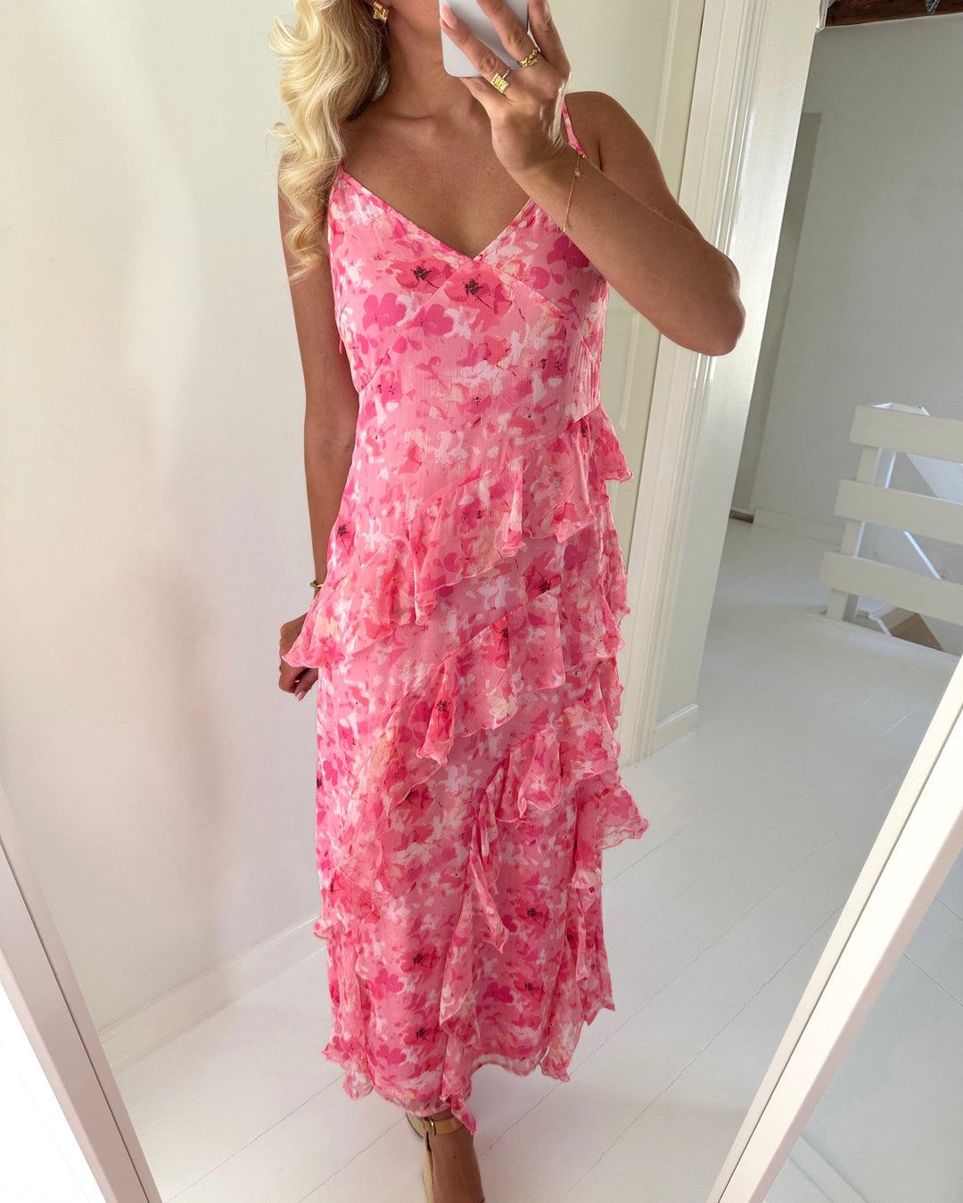 Vero Moda kjole smilla sl long frill rose shadow sally