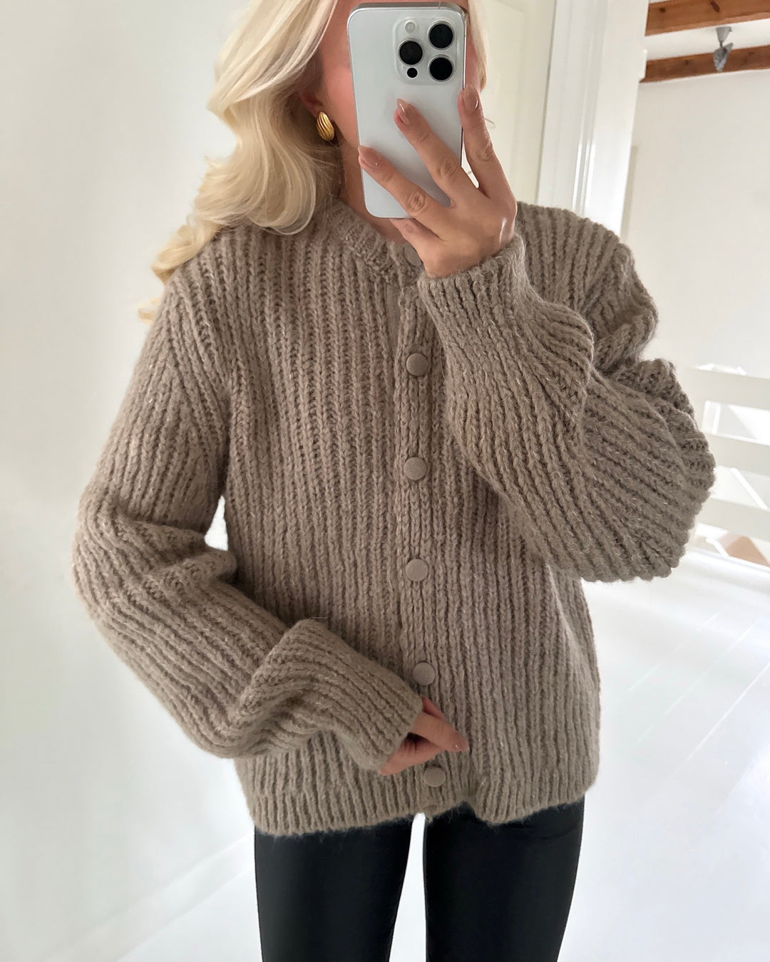 JDY alpakka cardigan adela ls button beige/melange - FORUDBESTILLING LEV. UGE 5