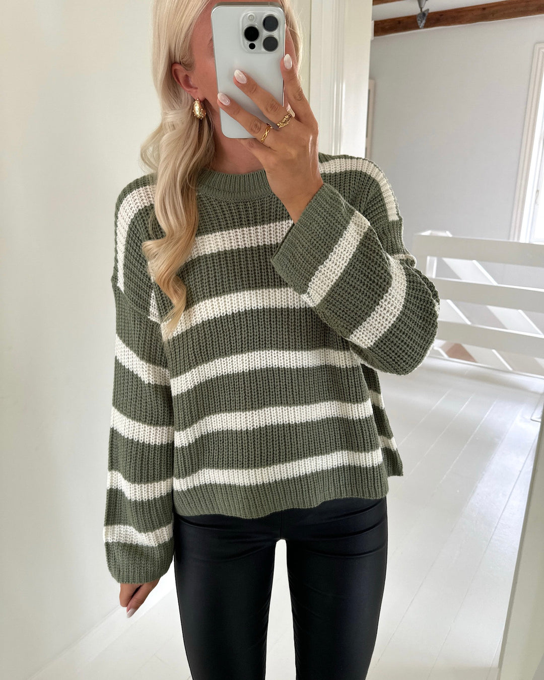 JDY striktrøje justy stripe sea spray/eggnog