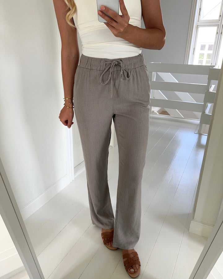 Vero Moda bukser line mr wide linen mix moon rock - FORUDBESTILLING LEV. UGE 32