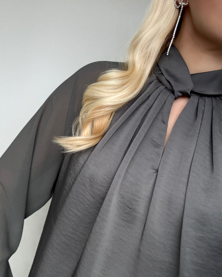 JDY bluse urba ls knit detail gunmetal