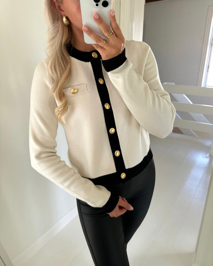 Vero Moda cardigan oli ls o-neck birch/w. black
