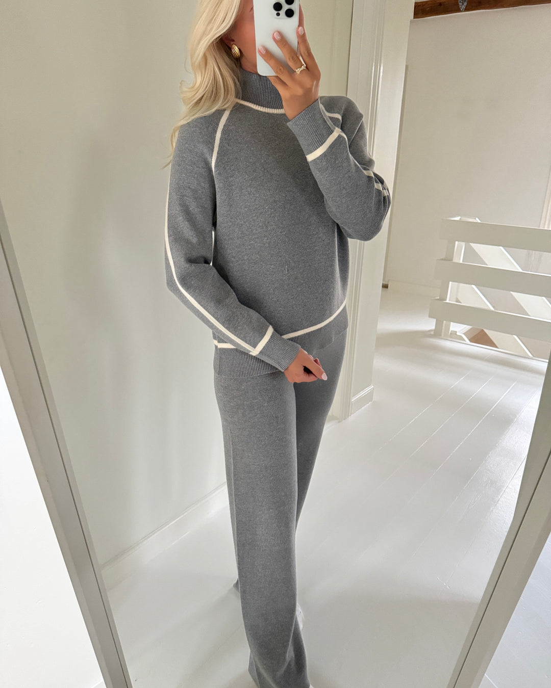 Vero Moda bukser gold nw contrast loose medium grey melange w. birch