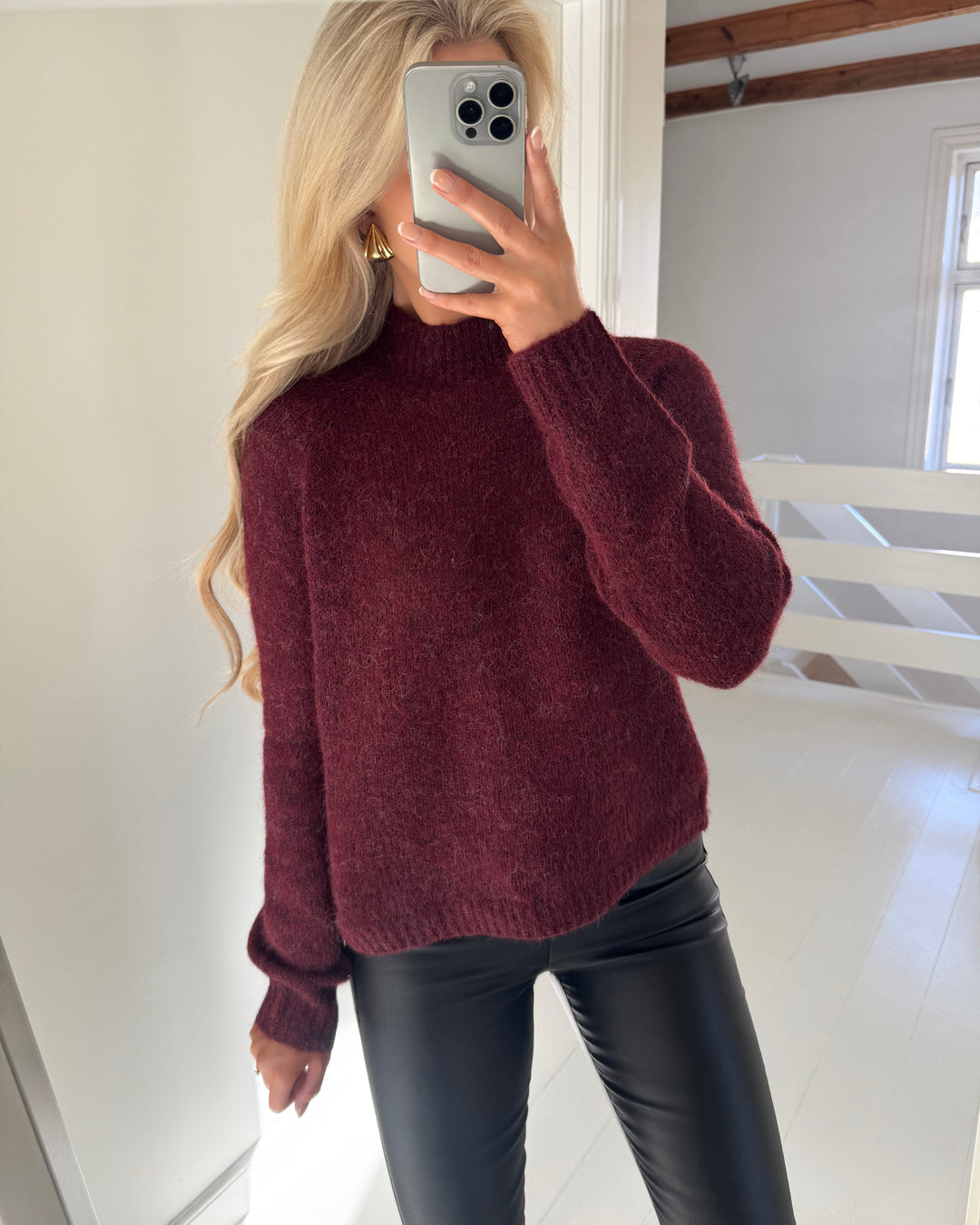 JDY striktrøje zoey life hn raglan maroon banner/melange