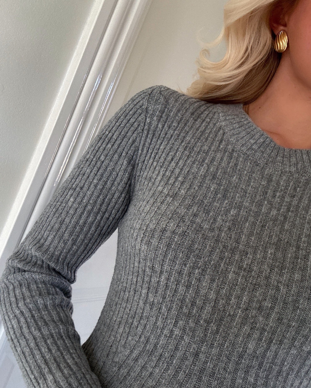 Vero Moda kjole josanna ls short medium grey melange