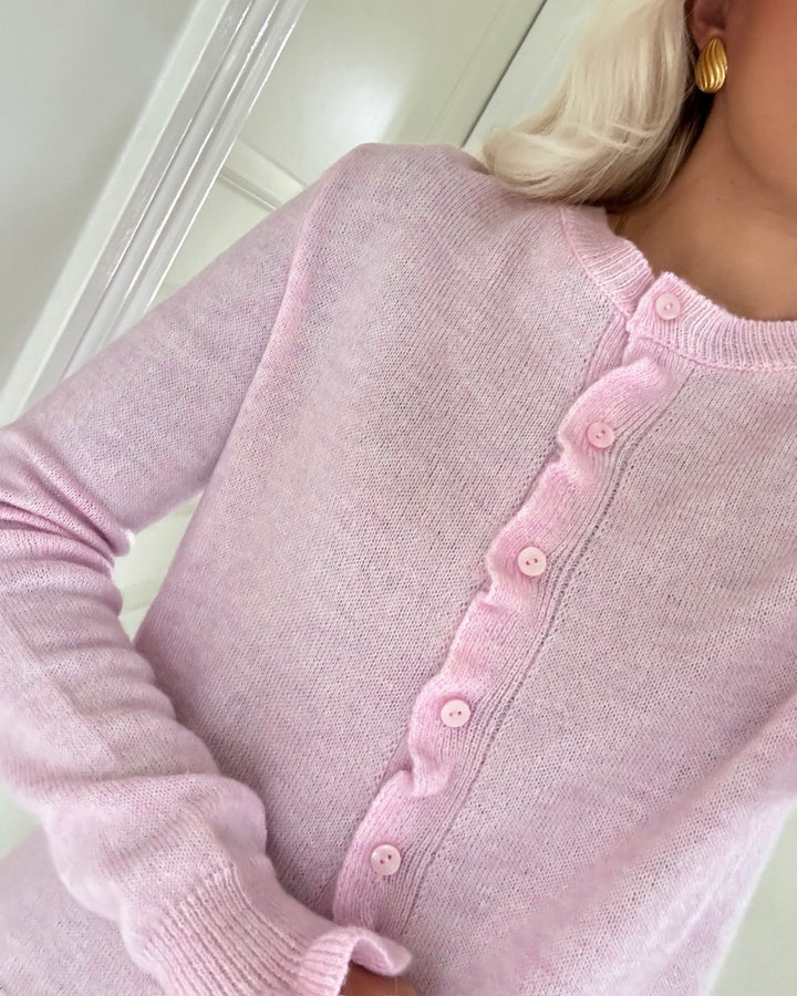 JDY cardigan letty l/s on frill knt pink lady/melange