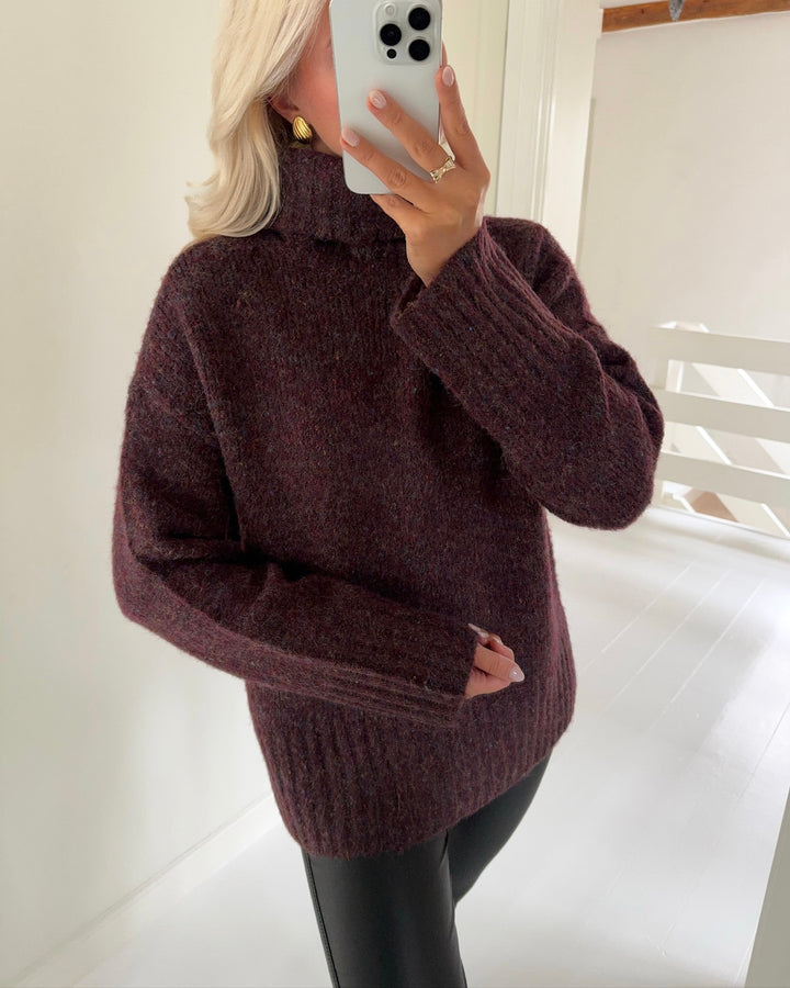 Vero Moda strik ingrid ls roll neck winetasting/melange