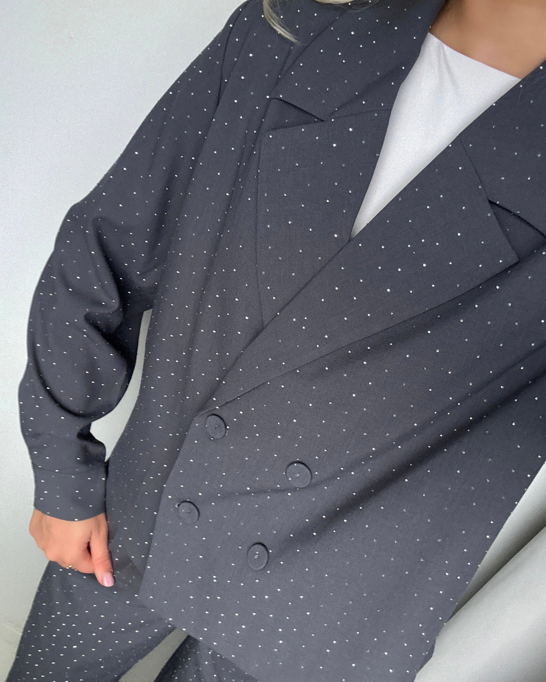 Y.A.S blazer rhine medium grey/w. rhinestones