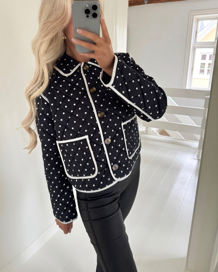 Y.A.S jakke rinna ls padded black/w. white polka