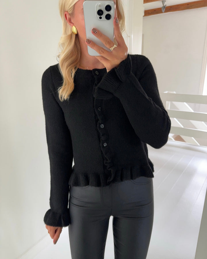 Only cardigan rima life ls frill button black/dtm button