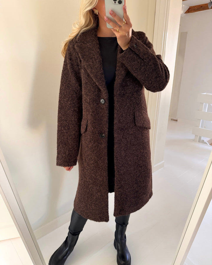 Vero Moda jakke elena long chocolate torte melange