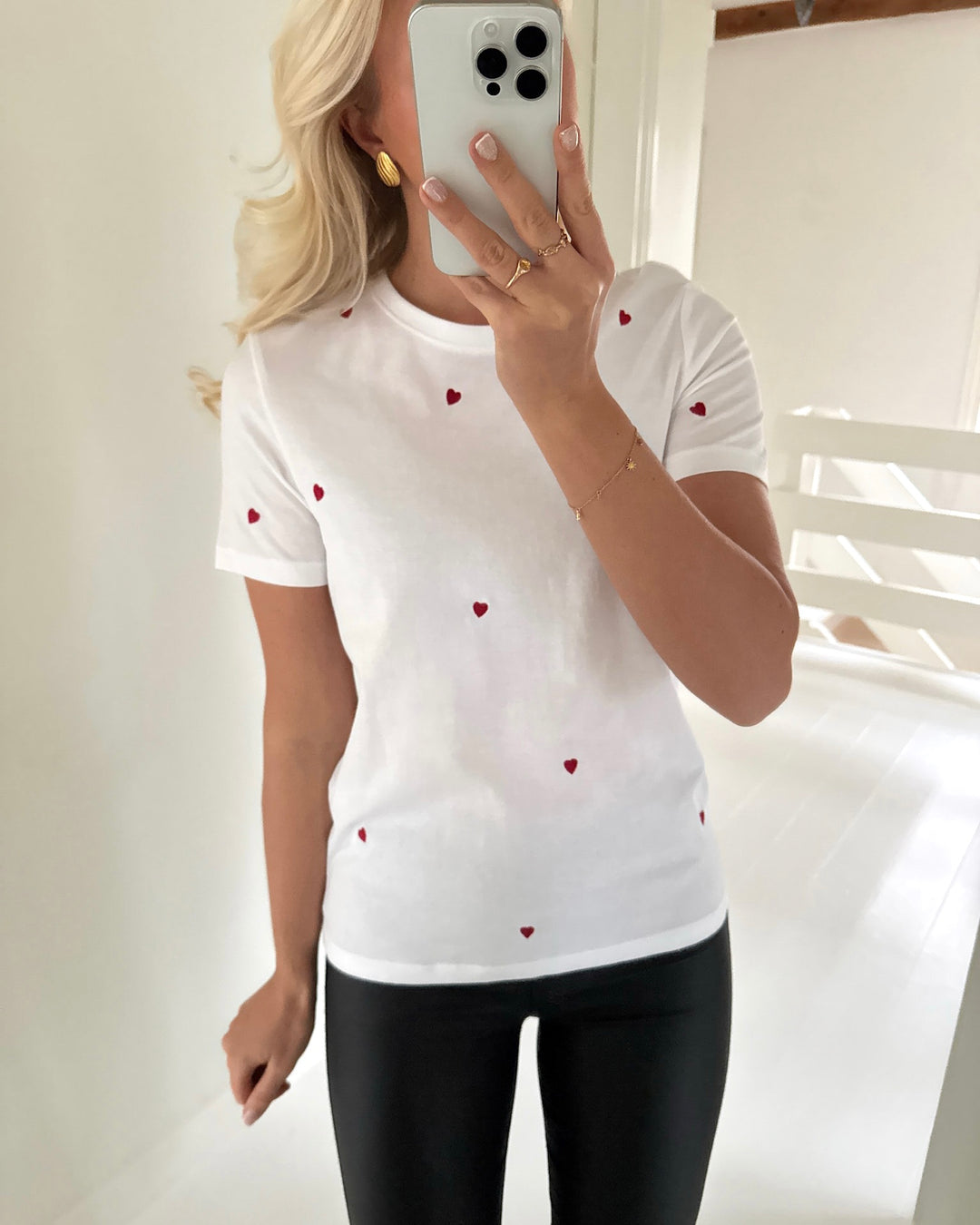 Only t-shirt ketty ss o-neck bright white heart