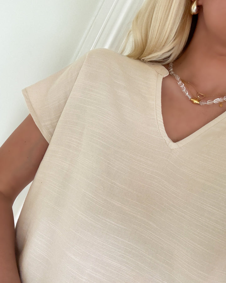JDY top caya lion linen ss moonbeam