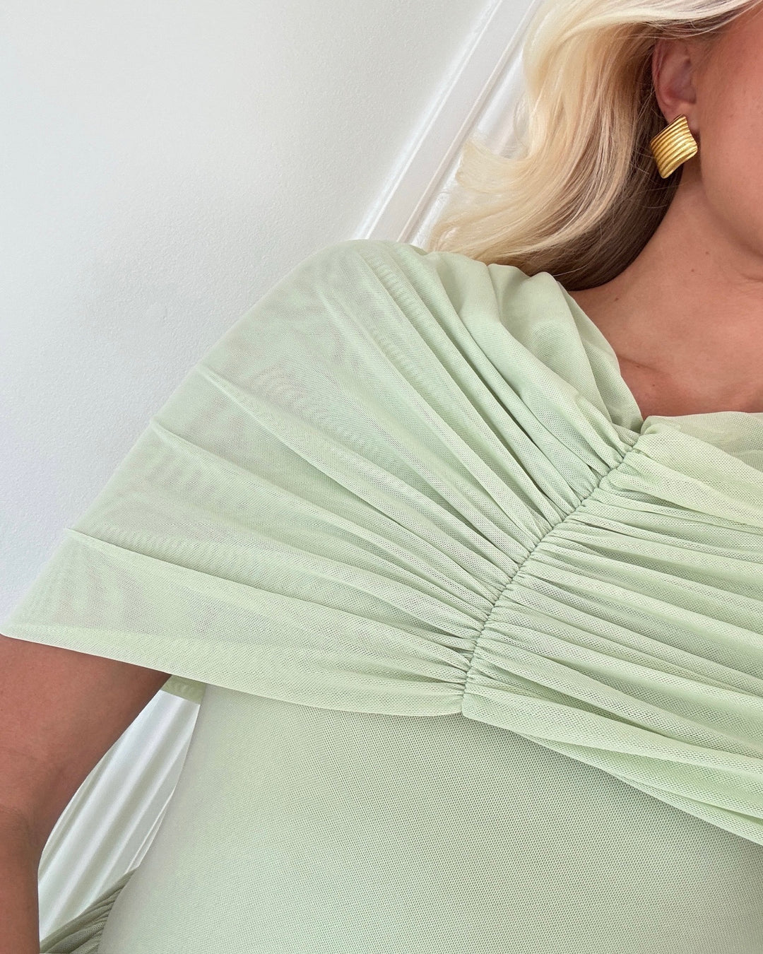 Vero Moda kjole rosetta cape detail maxi celadon green