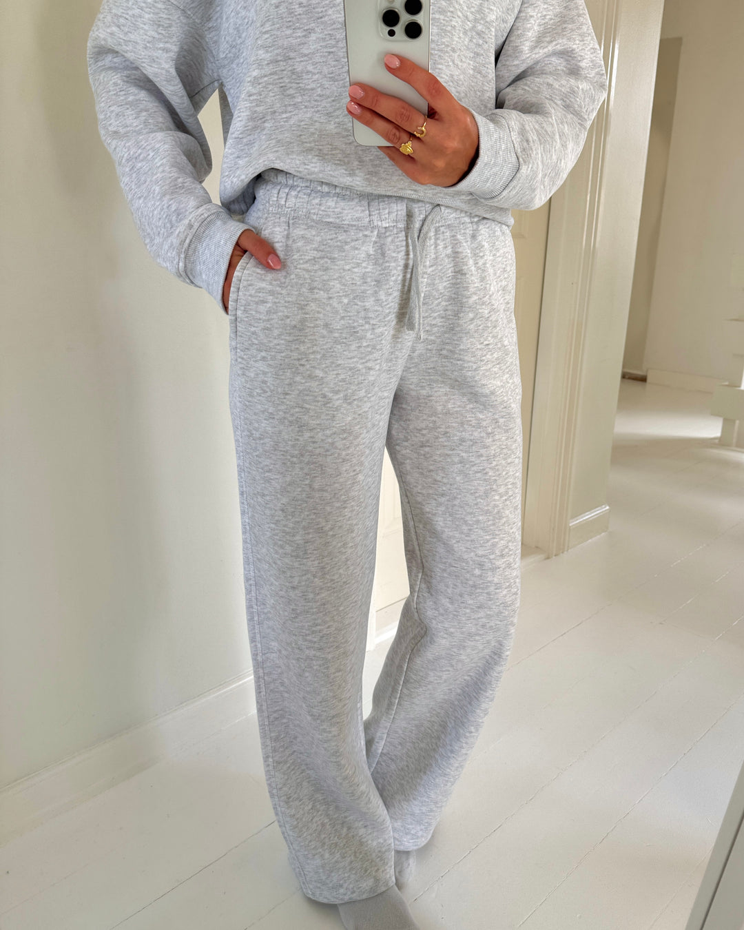 Only bukser best straight light grey melange