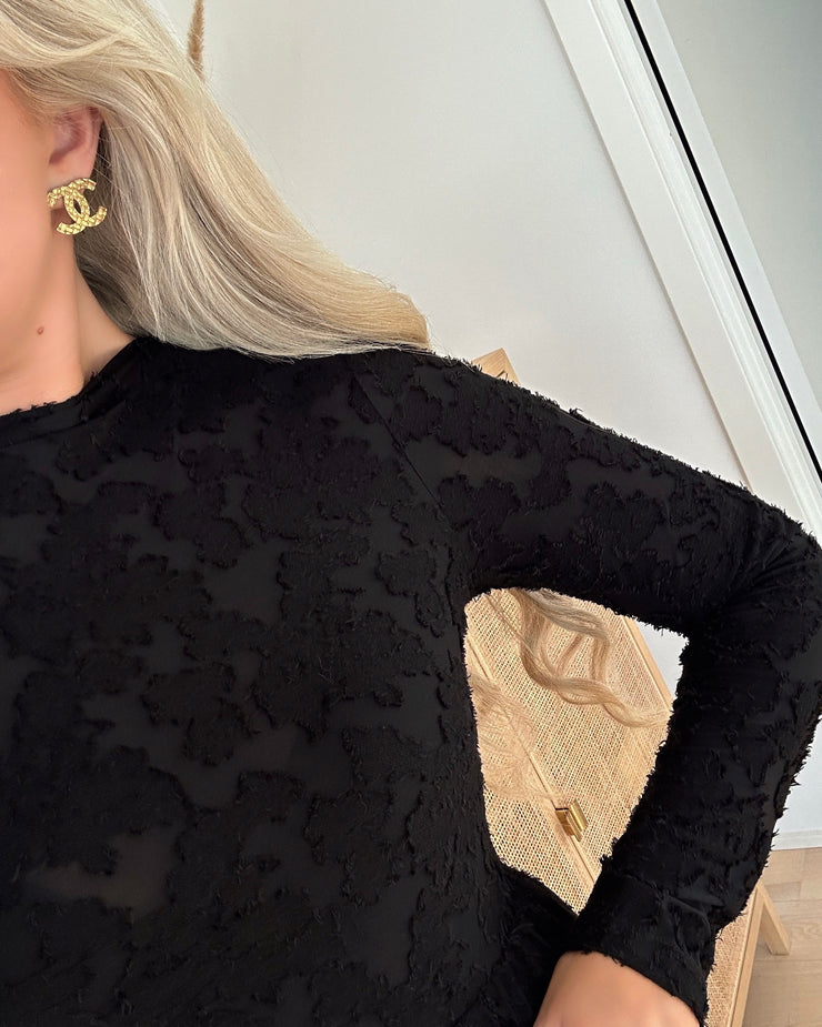 Triss l/s flower dress black