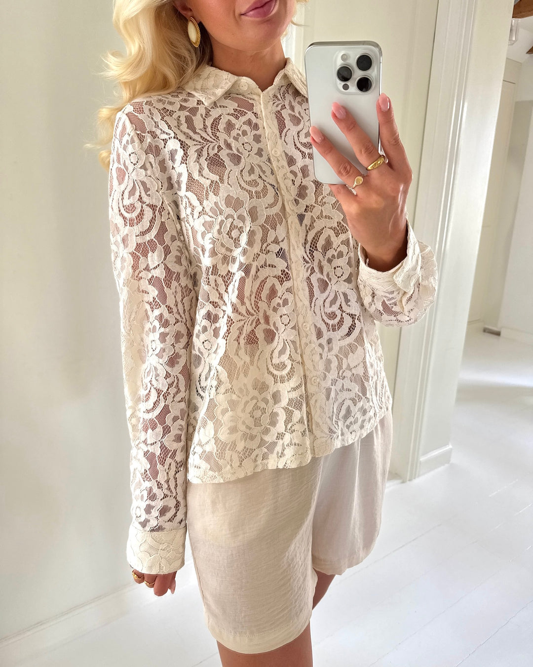 Only skjorte birun ls lace birch