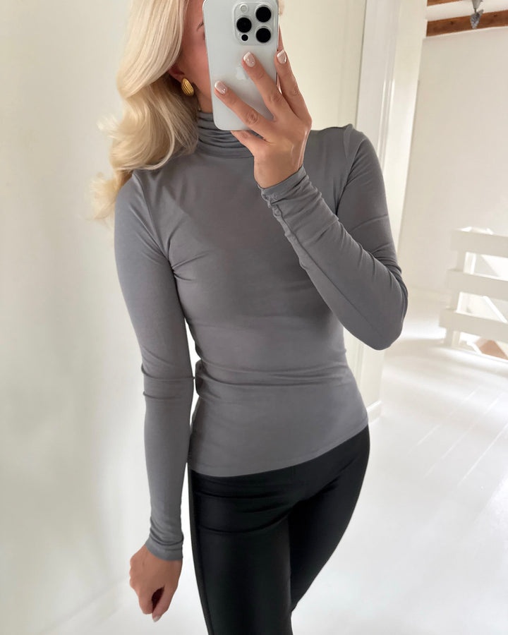 Vero Moda bluse alberte ls rollneck medium grey melange