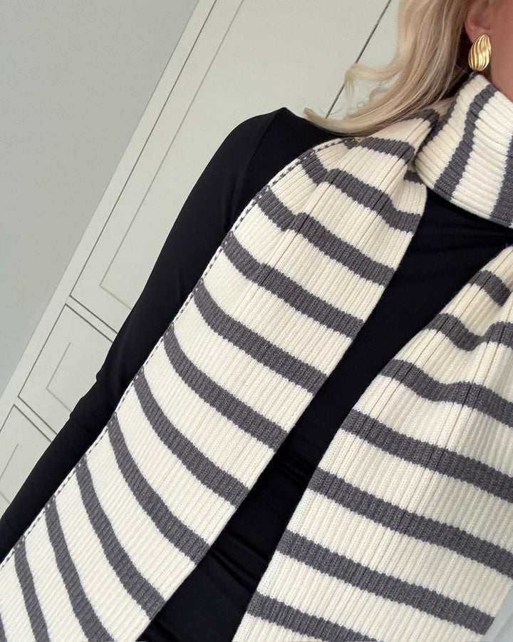 Sister's Point halstørklæde scarf-492 cream/grey mel