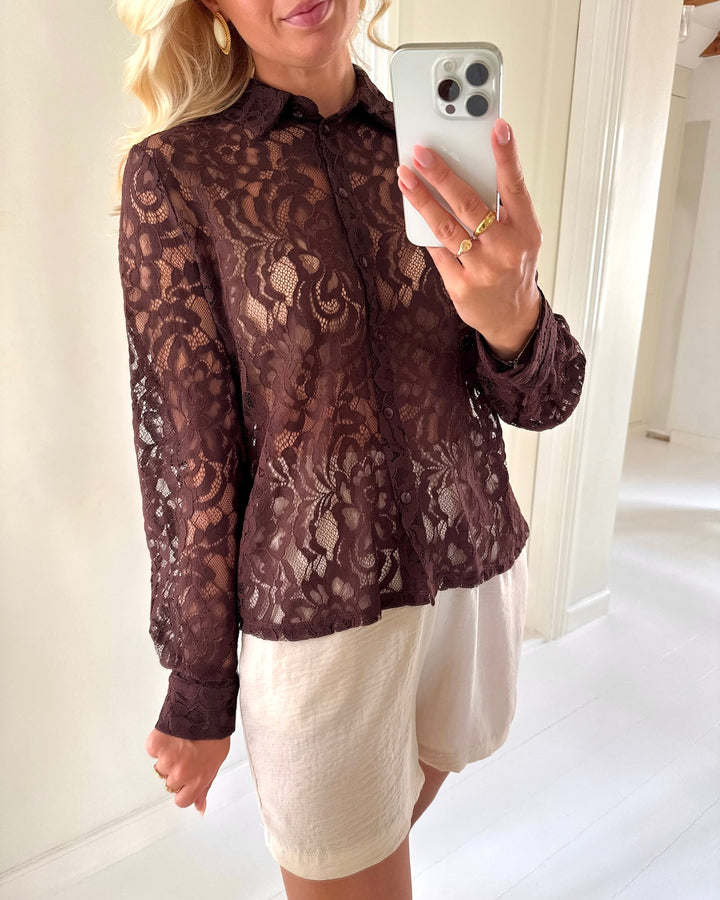Only skjorte birun ls lace black coffee