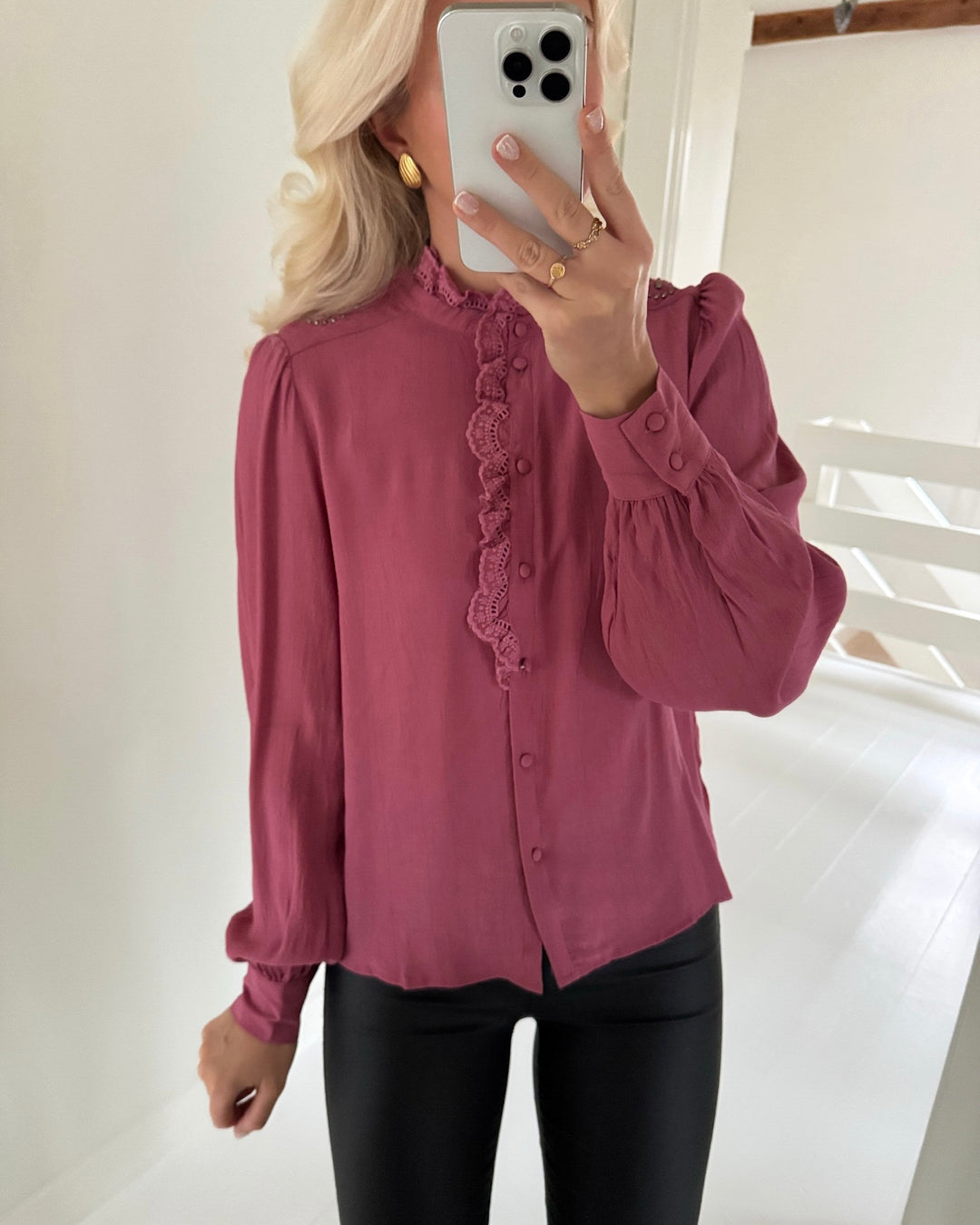 JDY skjorte amy ls frill rose wine