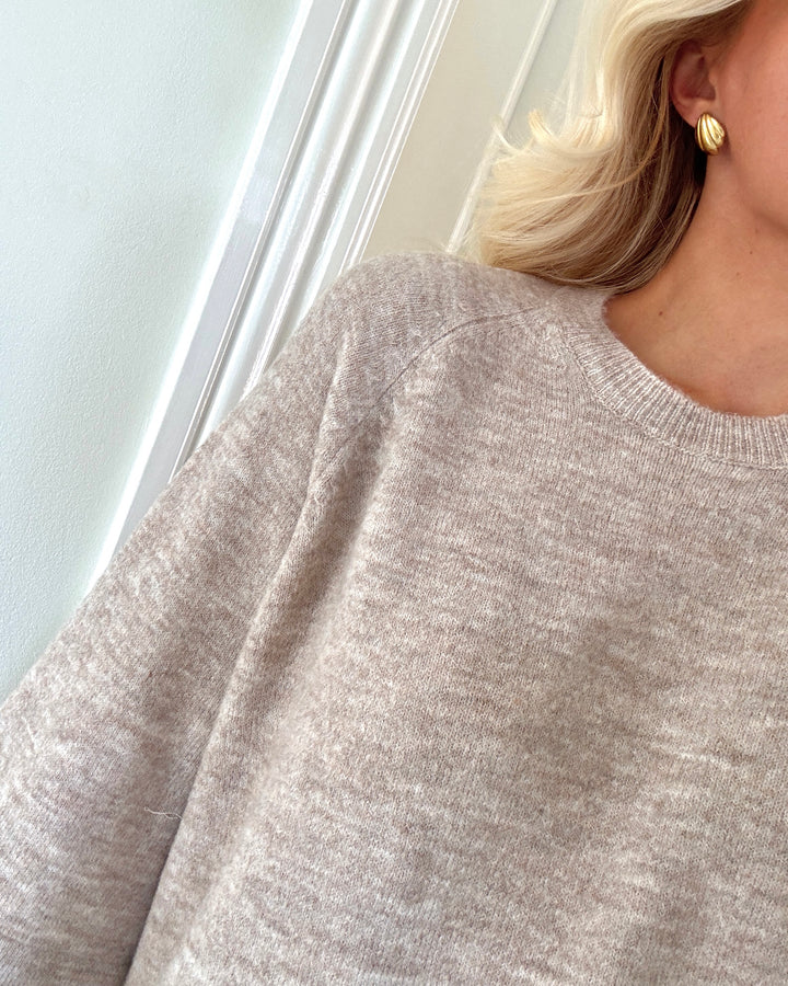 Only striktrøje simoni 3/4 knit pumice stone melange