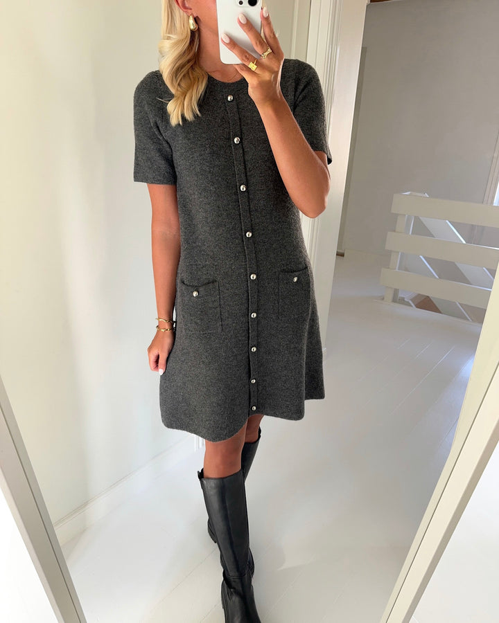 Vero Moda kjole johanna ss o-neck medium grey melange