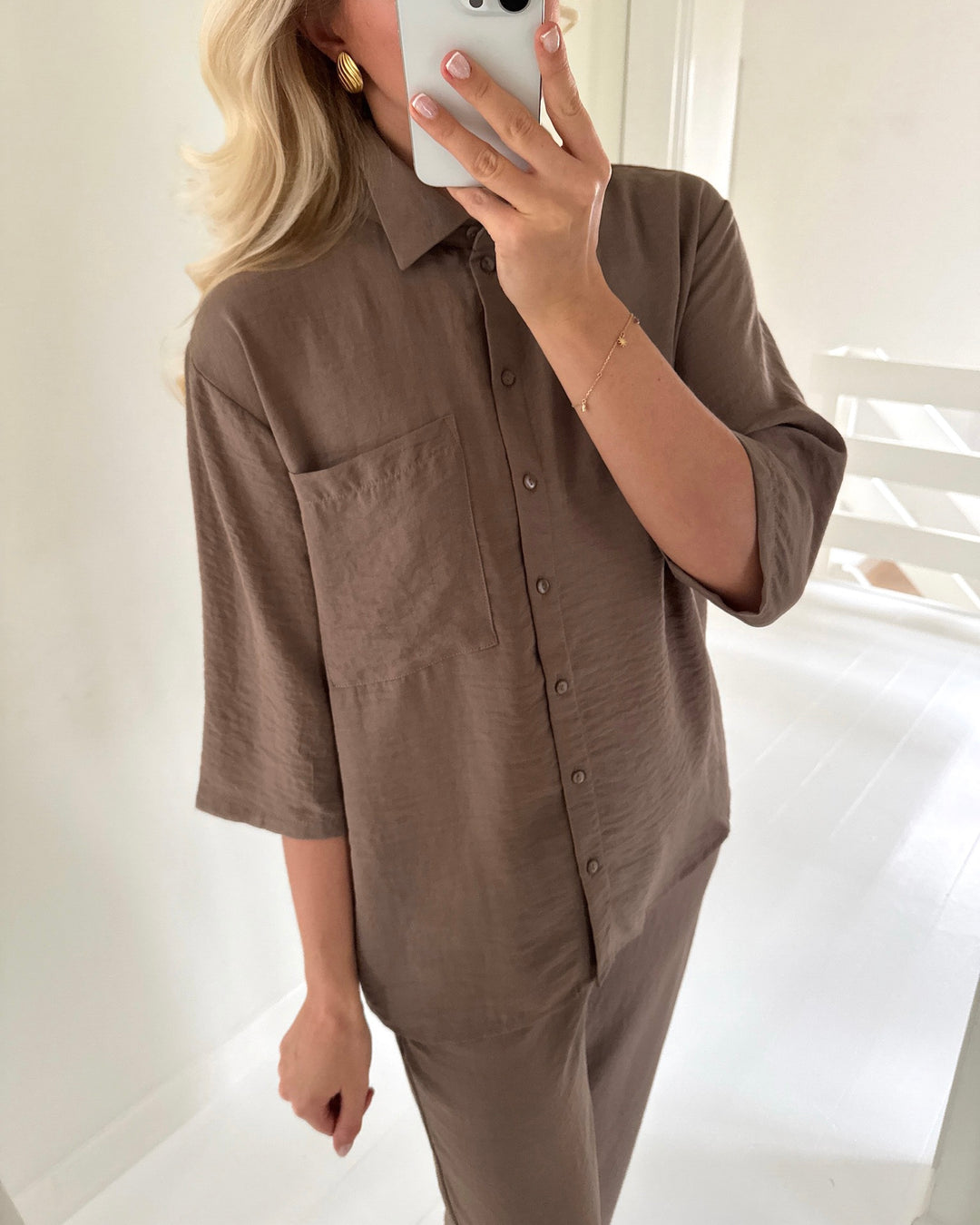 JDY skjorte divya life 3/4 loose caribou