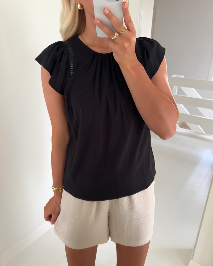 Vero Moda top bella ls lace black